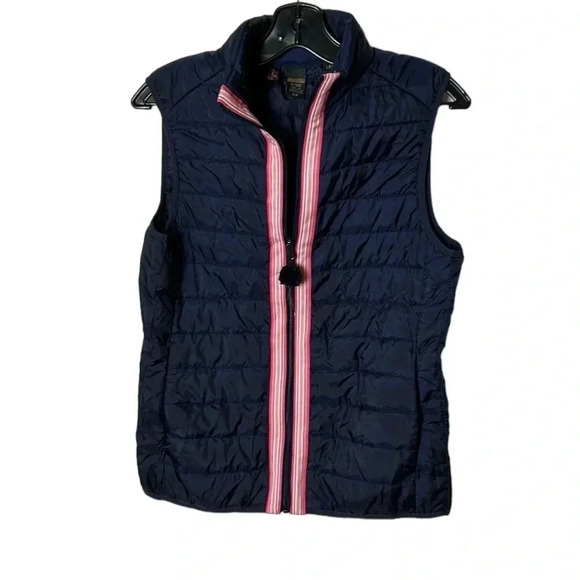 Pearly Vine puffer vest ,women Small.Blue,pink straight ribbon,tassel,Maggie May - Picture 1 of 14